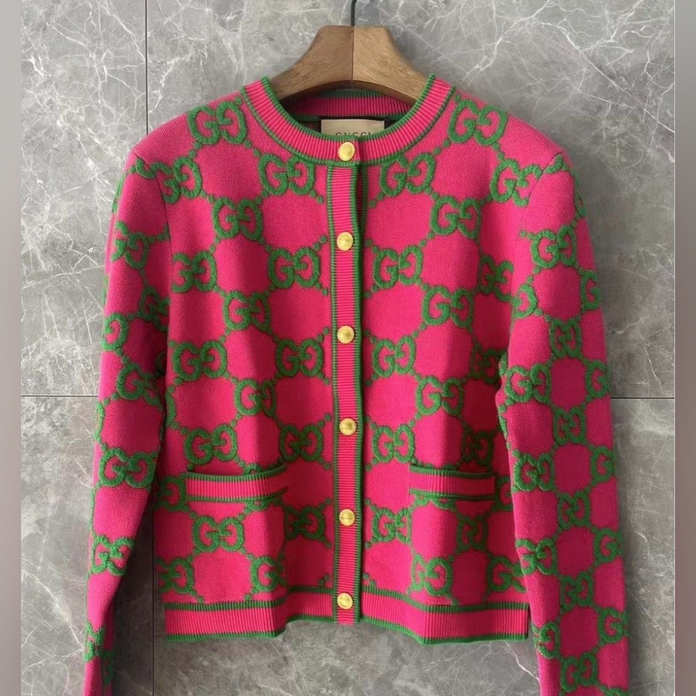 Gucci GG crew neck cardigan sweater